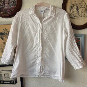 White linen shirt with embroidered detail